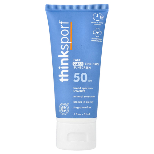 think, Thinksport®, солнцезащитное средство для лица с цинком 23,4%, SPF 50, 59 мл (2 жидк. унции)