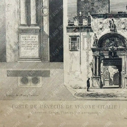 Гарен Г. Епископские ворота Вероны (Италия). Офорт, Париж, 1886