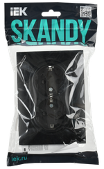 SKANDY Розетка 2-местная с заземлением с защитными шторками 16А в сборе SK-R07Bl черный IEK