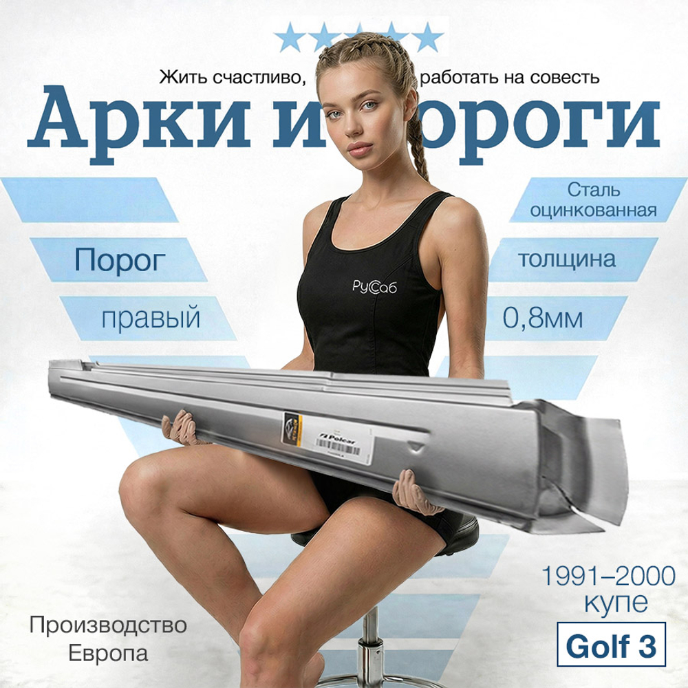 Порог правый Volkswagen Golf 3 купе (Potrykus)