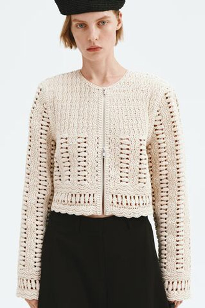 Жакет с эффектом вязания из хлопка и крючком - H&M