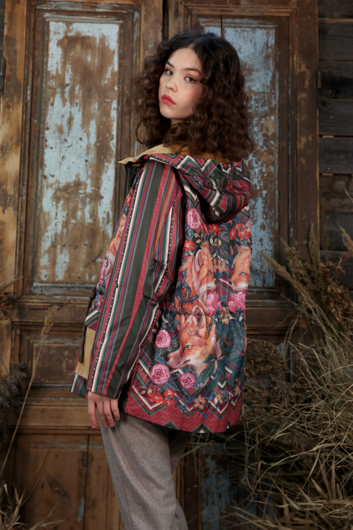Windbreaker "Everest. Foxes in peonies"