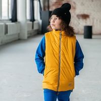Жилет стеганый с капюшоном "Горчица"  подростковый