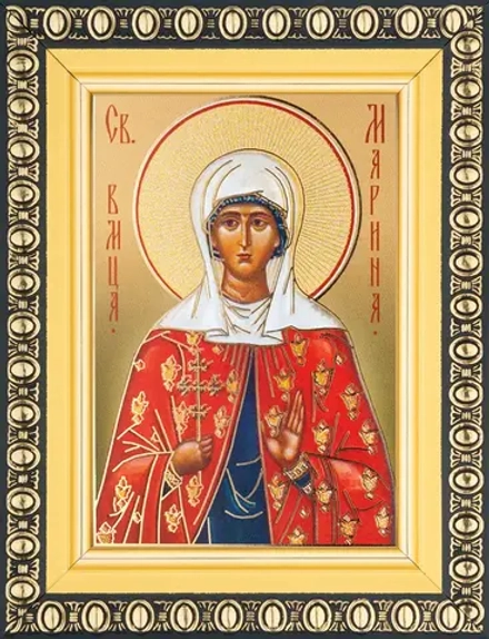 Икона "Марина Антиохийская" 6х9 в раме 8х11