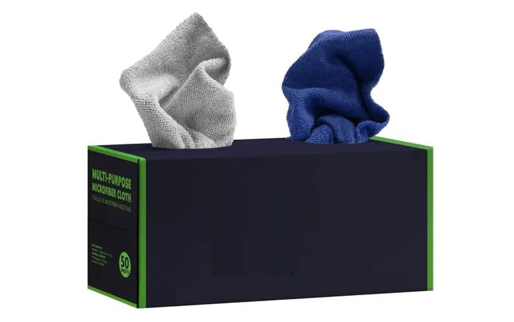 Glosswork Fiber Box Универсальные салфетки из микрофибры 30х30см   50шт (25 серых и 25 синих), GWMF-2525