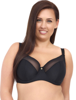 Бюстгальтер на косточках с чашками plus size из микрофибры и сетки (Размер: 105E) (Цвет: телесный)