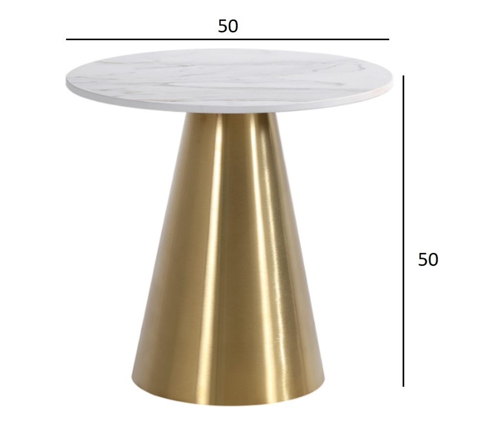 Стол журнальный Garda Decor керамогранит белый d50*50 см
