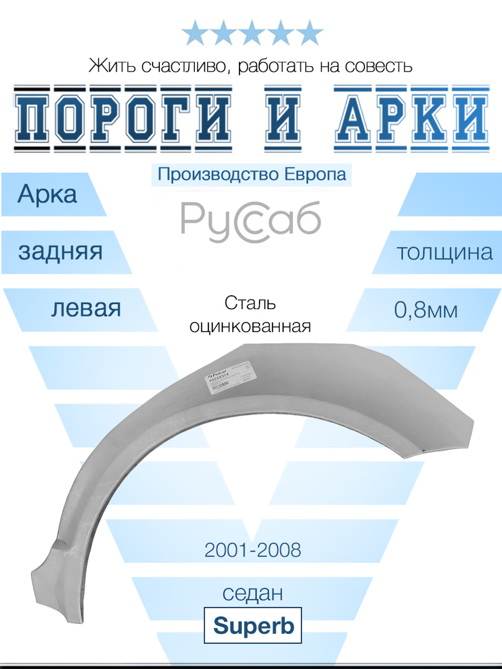 Арка левая Skoda Superb 2001-2008 седан (Polcar)