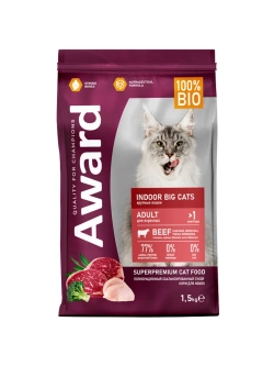 Корм для кошек Indoor Big cats Говядина и курица 1,5кг