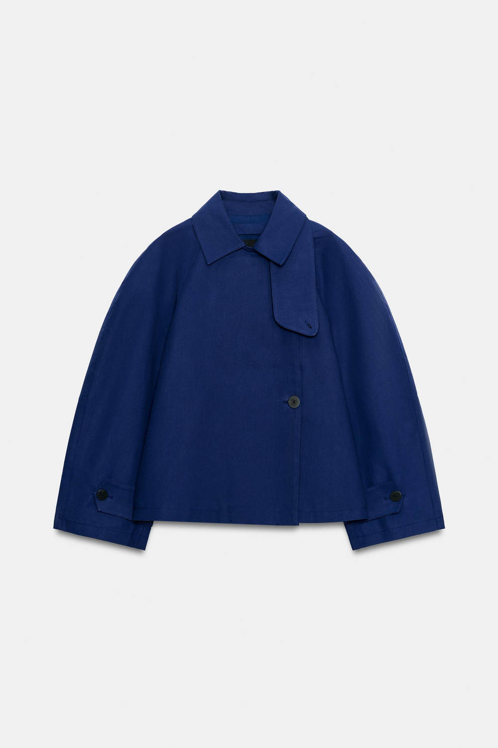 ZARA КОРОТКИЙ ТРЕНЧ — ZW COLLECTION, ЯРКО-СИНИЙ