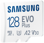 Карта памяти Samsung EVO Plus microSDXC 128 ГБ Class 10, V30, A2, UHS-I U3, R 130 МБ/с, адаптер на SD