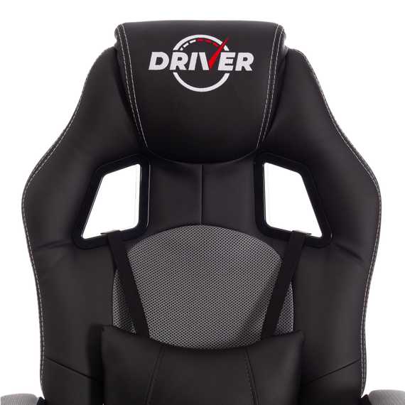Кресло Драйвер/Driver (22) кож/зам/ткань, черный/серый, 36-6/TW-12