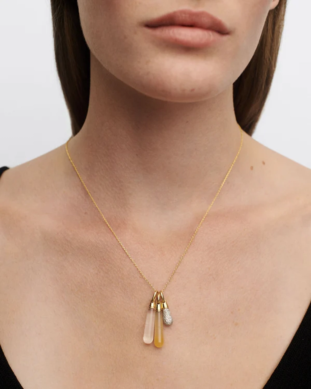 Подвеска Rock Crystal Large Drop серебро 925 пробы покрытое золотом