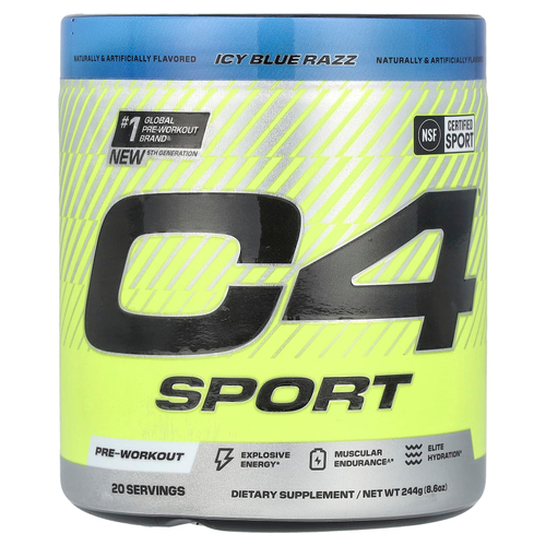 C4 / Cellucor, C4® Sport, предтренировочный комплекс, со вкусом голубой малины, 244 г (8,6 унции)