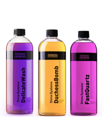 Shine Systems набор для трехфазной мойки FastQuartz + автошампунь DuchessBomb + DelicateWash 750мл