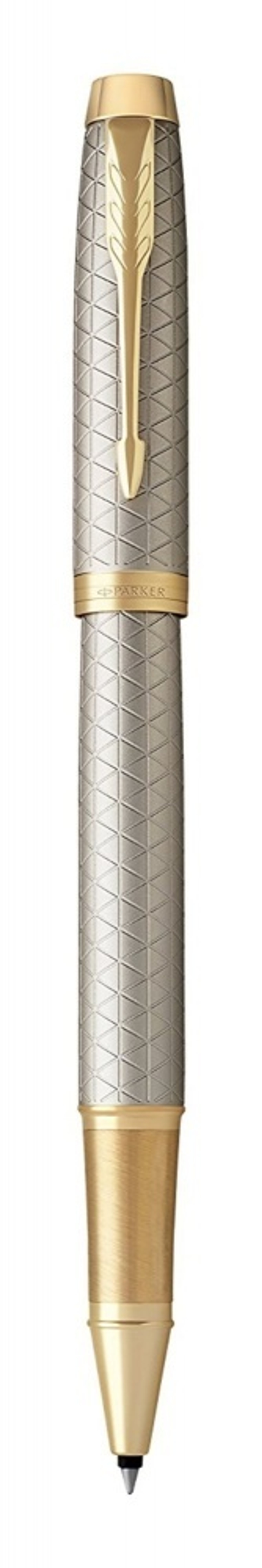 Ручка роллер Parker IM Premium Warm Silver (grey)  GT, стержень: F, цвет чернил: black, в подарочной упаковке.