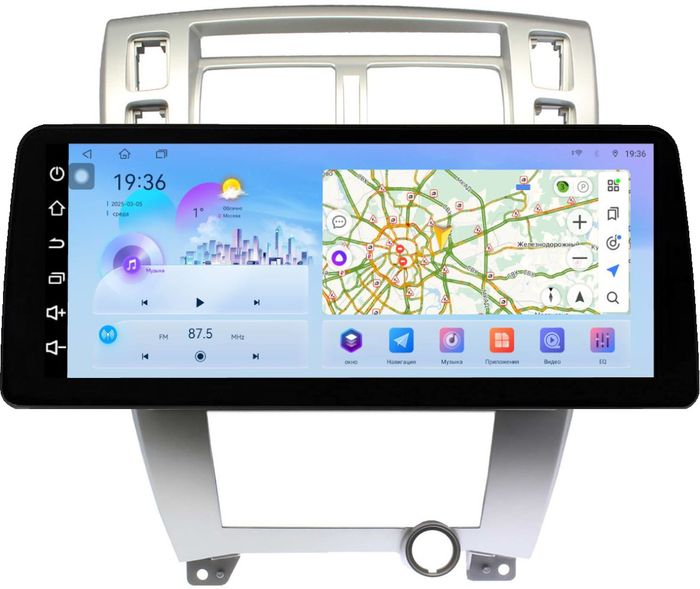 Магнитола для Hyundai Tucson 1 2004-2009 (рамка серебро) - FarCar монитор 12.3" 2K QLED на Android 14, Быстрая, CarPlay, 4G SIM-слот