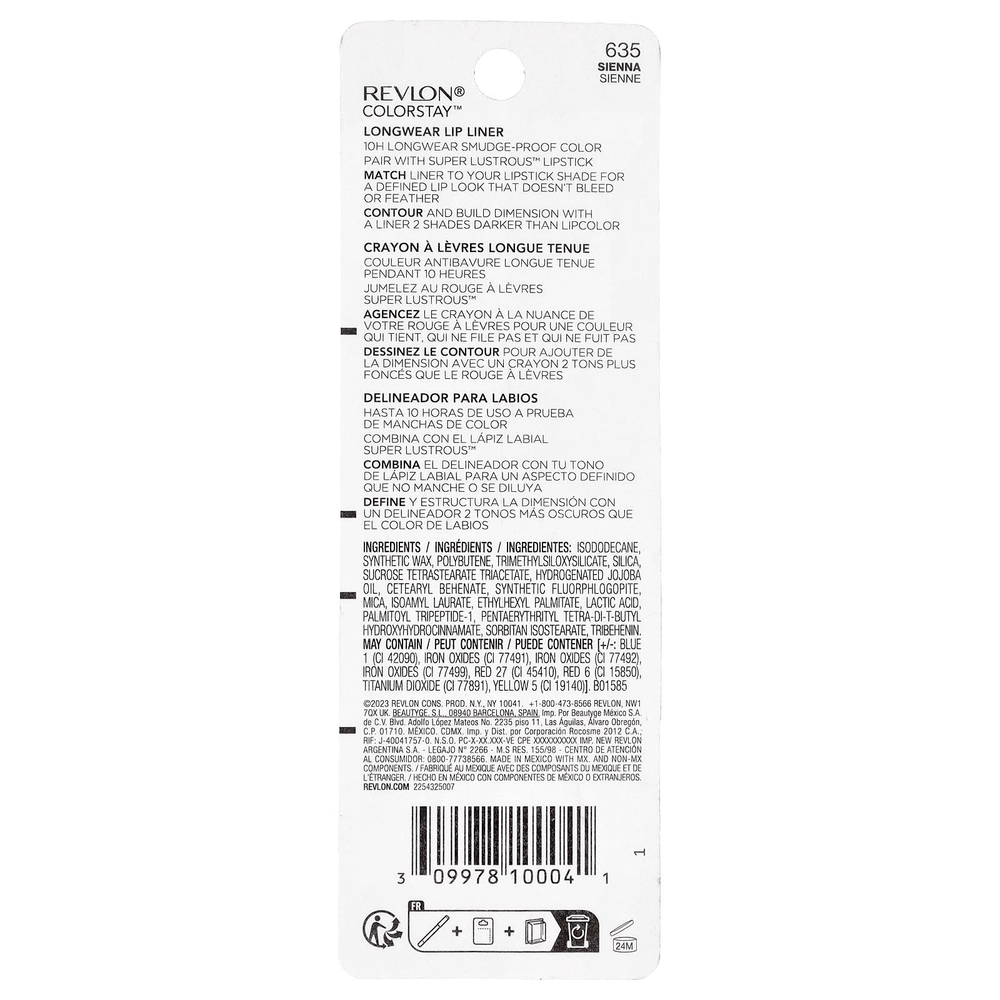 Revlon, Colorstay™, стойкий карандаш для губ, оттенок 635 сиенна, 0,28 г (0,01 унции)