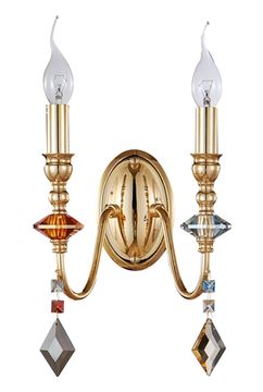 Бра 2*Е14 Mercedes AP2 Gold/Color золото/разноцветный Crystal Lux