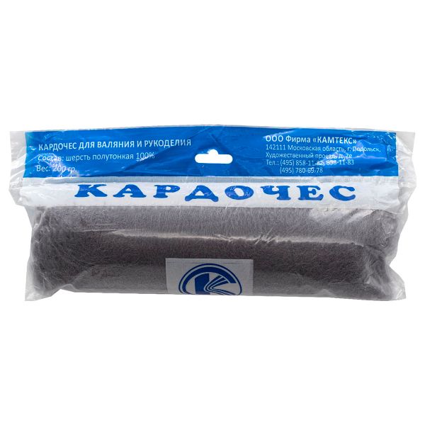 Шерсть для валяния Камтекс Кардочес п/тонкая 1х100 г (27-29 мкр), 168 св.серый, 558467-28