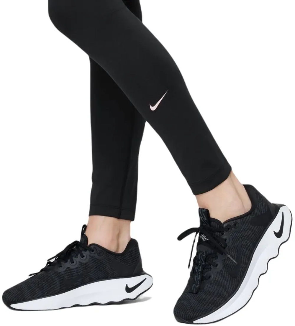 Брюки для девочки теннисные Nike Girls Dri-Fit One Legging - black/sunset pulse