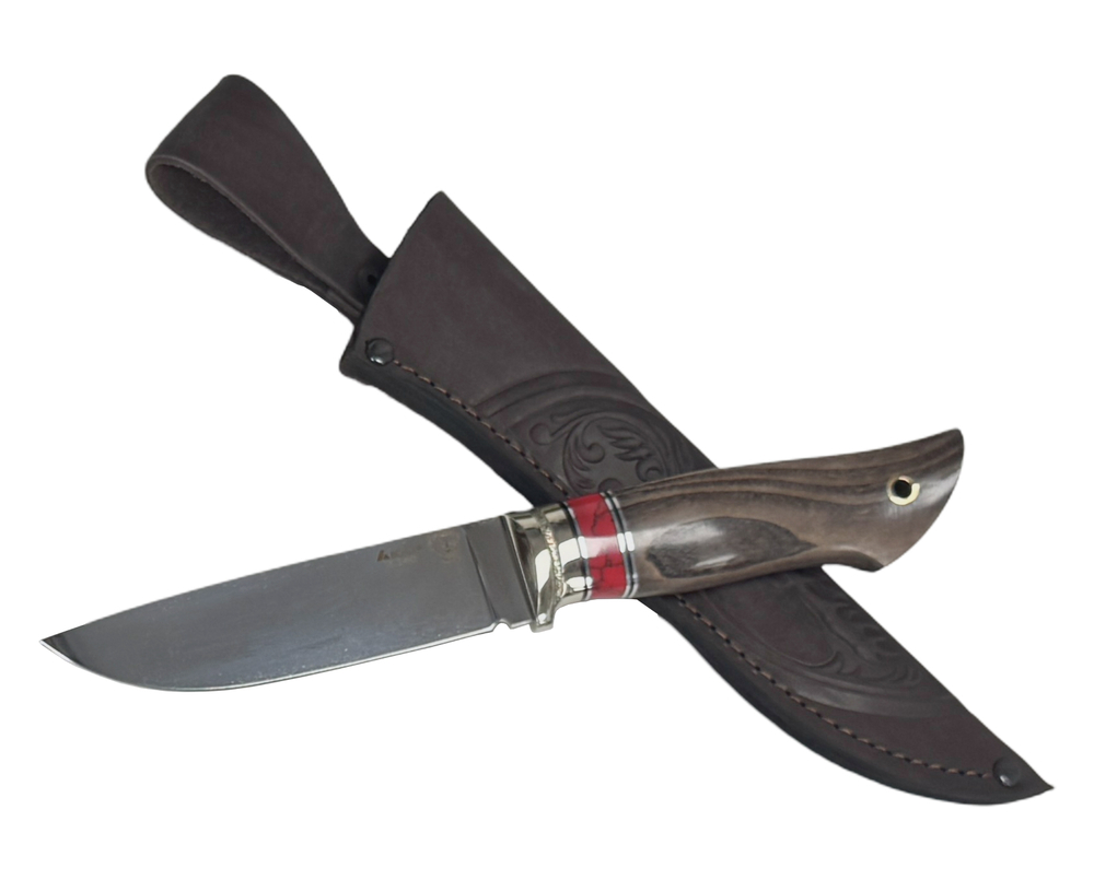 Нож Соболь, Bohler K340, рукоять ясень, кориан, мельхиор