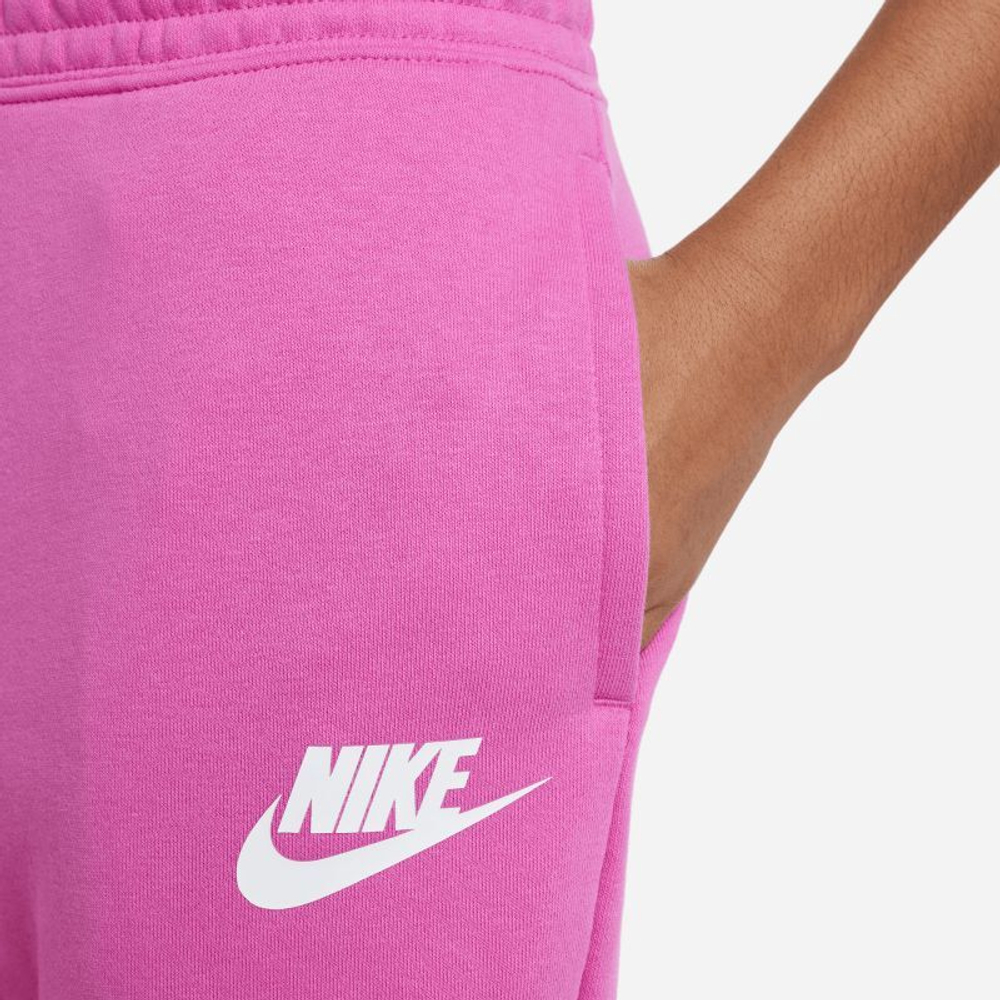 Штаны для девочки теннисные Nike Sportswear Club French Terry High Waist Pant - active fuchsia/white