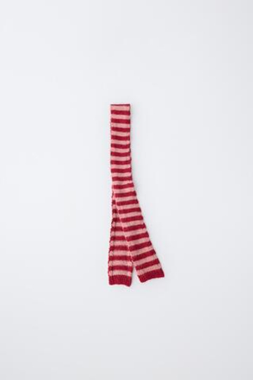 ZARA ТОНКИЙ ШАРФ В ПОЛОСК, ГРАНАТОВЫЙ