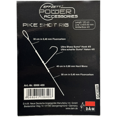 Крючок DAM с поводком 6866 FZ Power Accessories Shot Rig щука Поводок 120см -