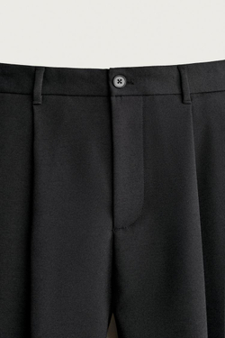 ZARA ШОРТЫ WIDE-LEG СО СКЛАДКАМИ, ЧЕРНЫЙ