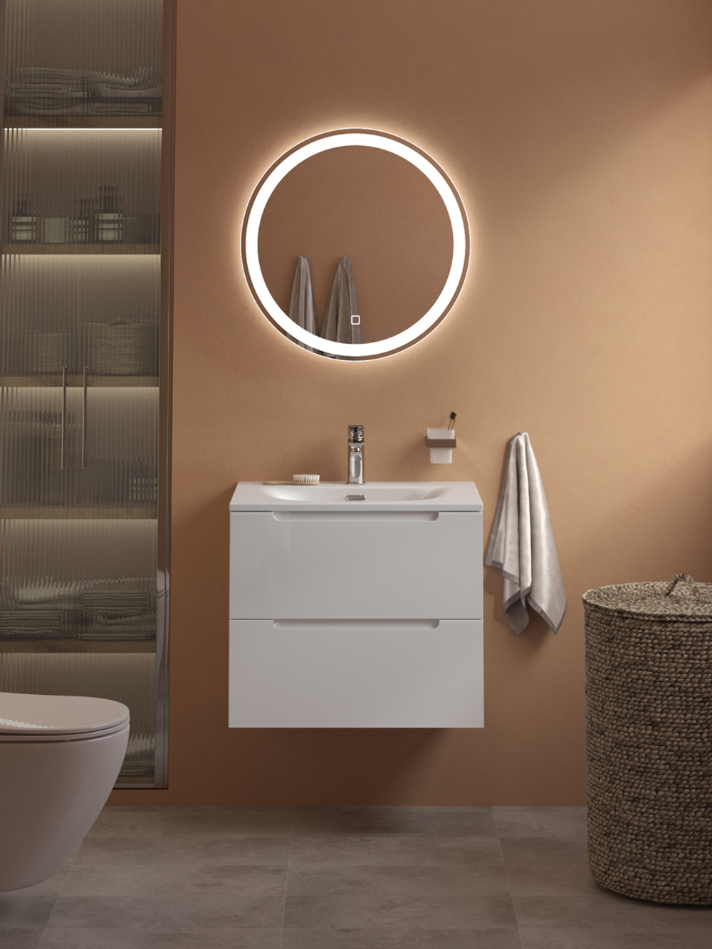 Тумба подвесная с раковиной BelBagno ETNA39-600/390-2C-SO-BL-P+BB-8099-3-60