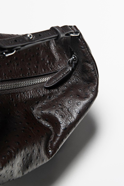 Massimo Dutti Прямоугольная сумка из кожи наппа с текстурой, коричневый