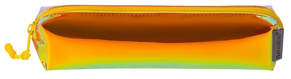 Пенал-косметичка BRAUBERG прямоугольный, зеркальный, мягкий, "Gold", 21х5х5 см, 229249
