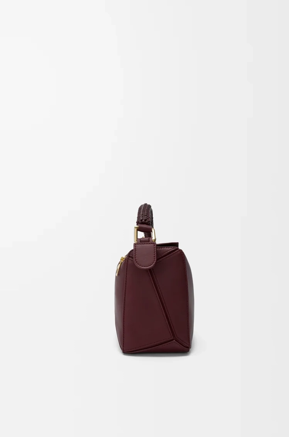 Loewe Маленькая сумка Puzzle из гладкой телячьей кожи и кожи ягненка наппа, бургунди