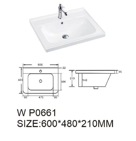 Раковина ORBITA WP0661 600*480*210 мм
