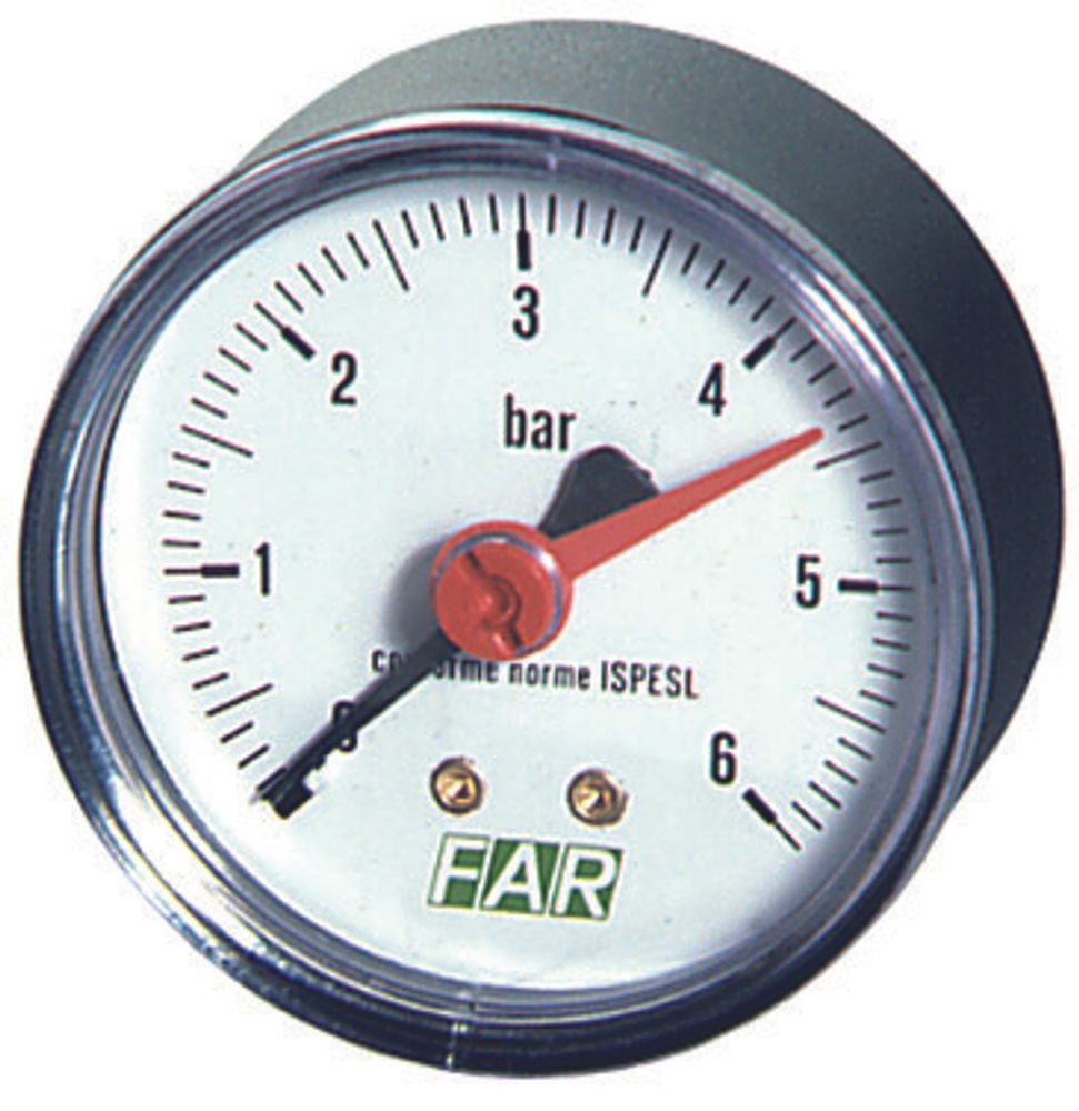 Манометр 1/4" (торцевое соед.) , 0-10 бар, - 20-80 °C, O 63 мм