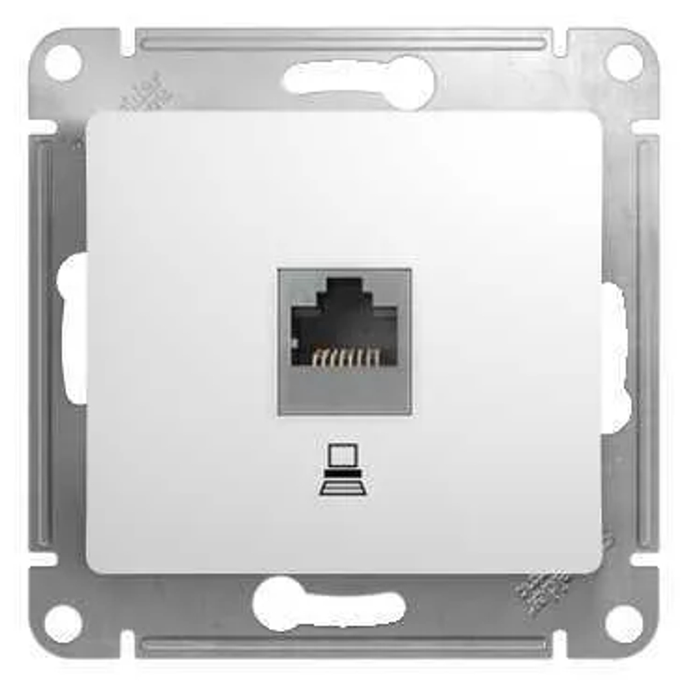 GLOSSA РОЗЕТКА компьютерная RJ45 кат. 5e, механизм, БЕЛЫЙ