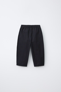 ZARA БРЮКИ BAGGY В КЛЕТКУ, СИНИЙ