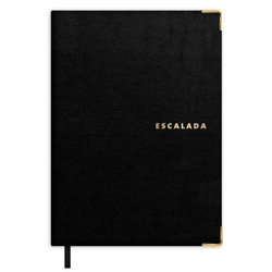Ежедневник недатированный ESCALADA, А6+, 160 л., арт. 73905/ 20 САФЬЯН ЧЁРНЫЙ (кожзам: 126х174 мм, интегральный переплёт, материал обложки: искусственная кожа "Сафьян"; способ крепления блока: ниткошвейный; декор: металлические уголки, тиснение фольг