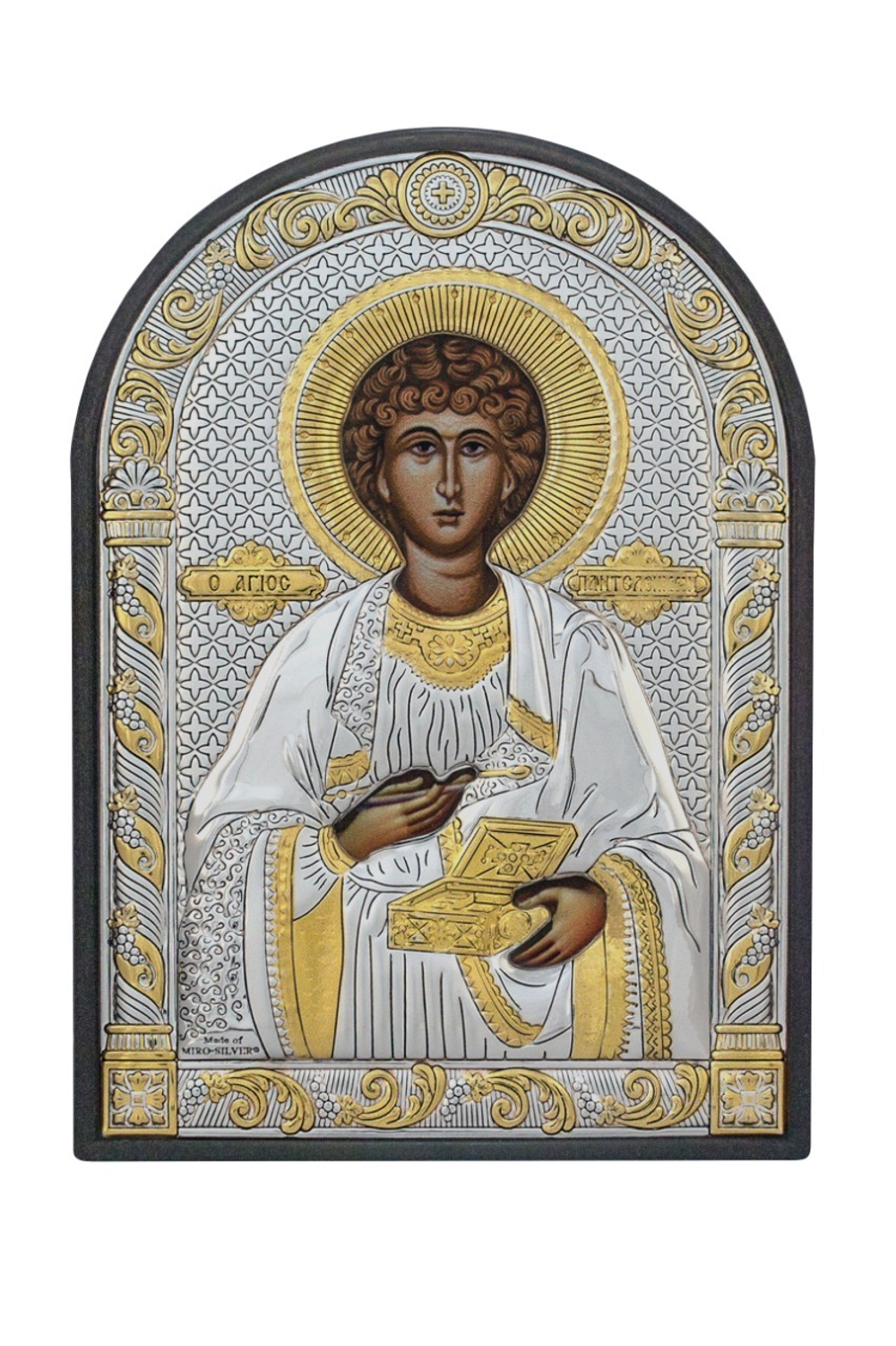 Пантелеймон, икона арочная, пластик 96х138