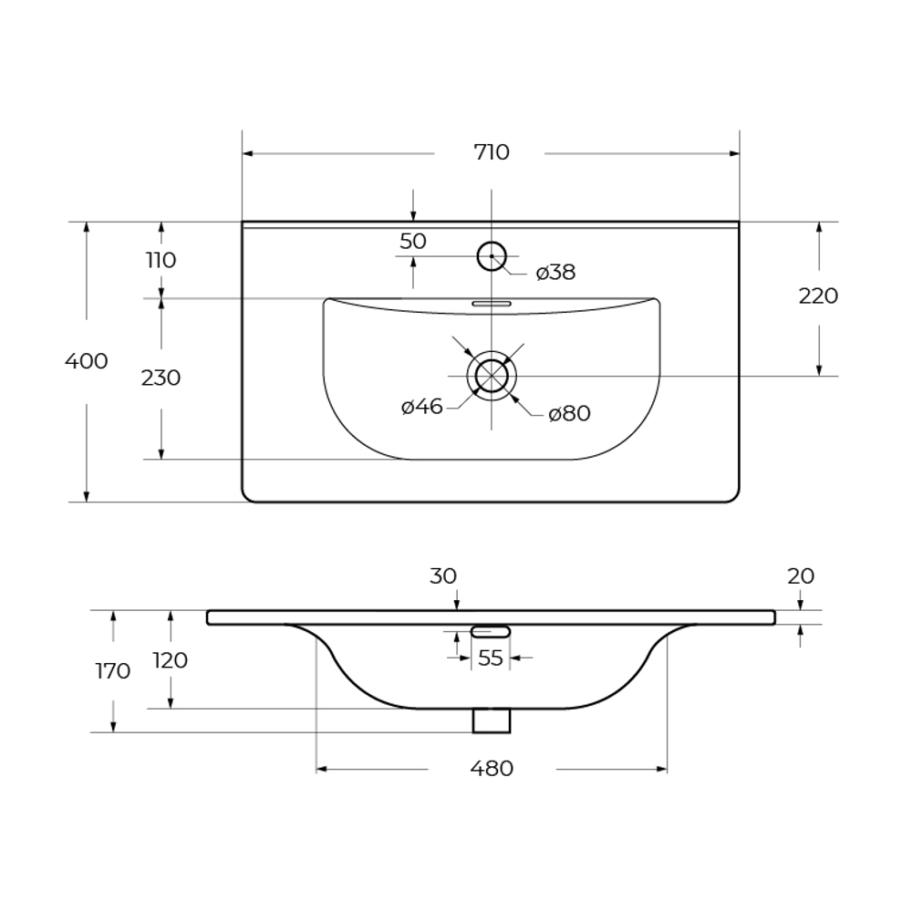 Тумба подвесная с раковиной BelBagno ETNA39-700/390-2C-SO-RN-P+BB-8099-3-70