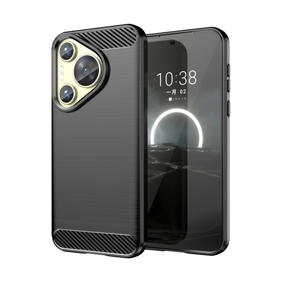 Мягкий защитный чехол в стиле карбон на Huawei Pura 70, мягкий отклик кнопок, серия Carbon от Caseport