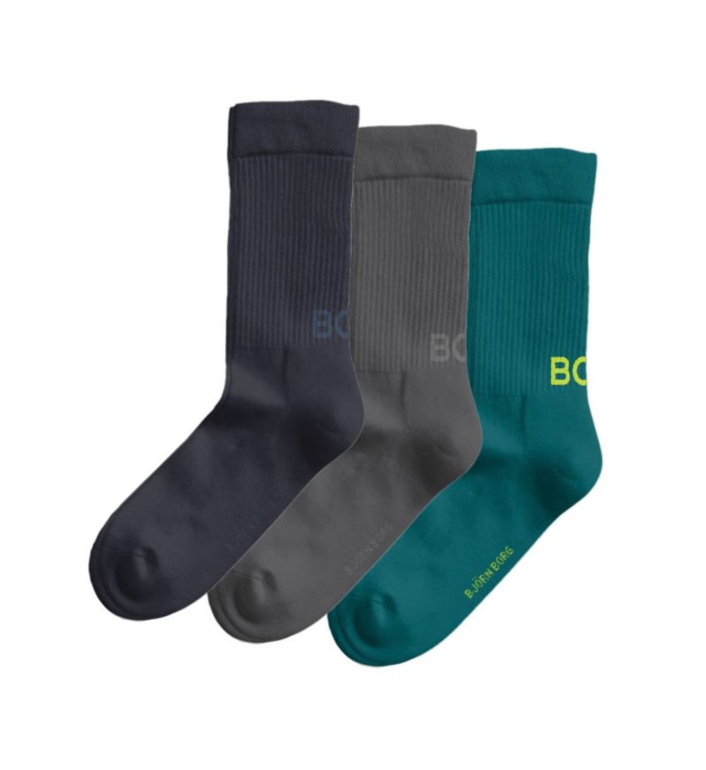 Носки для тенниса Bj_rn Borg Core Crew Polyamide 3P - black/green/navy blue