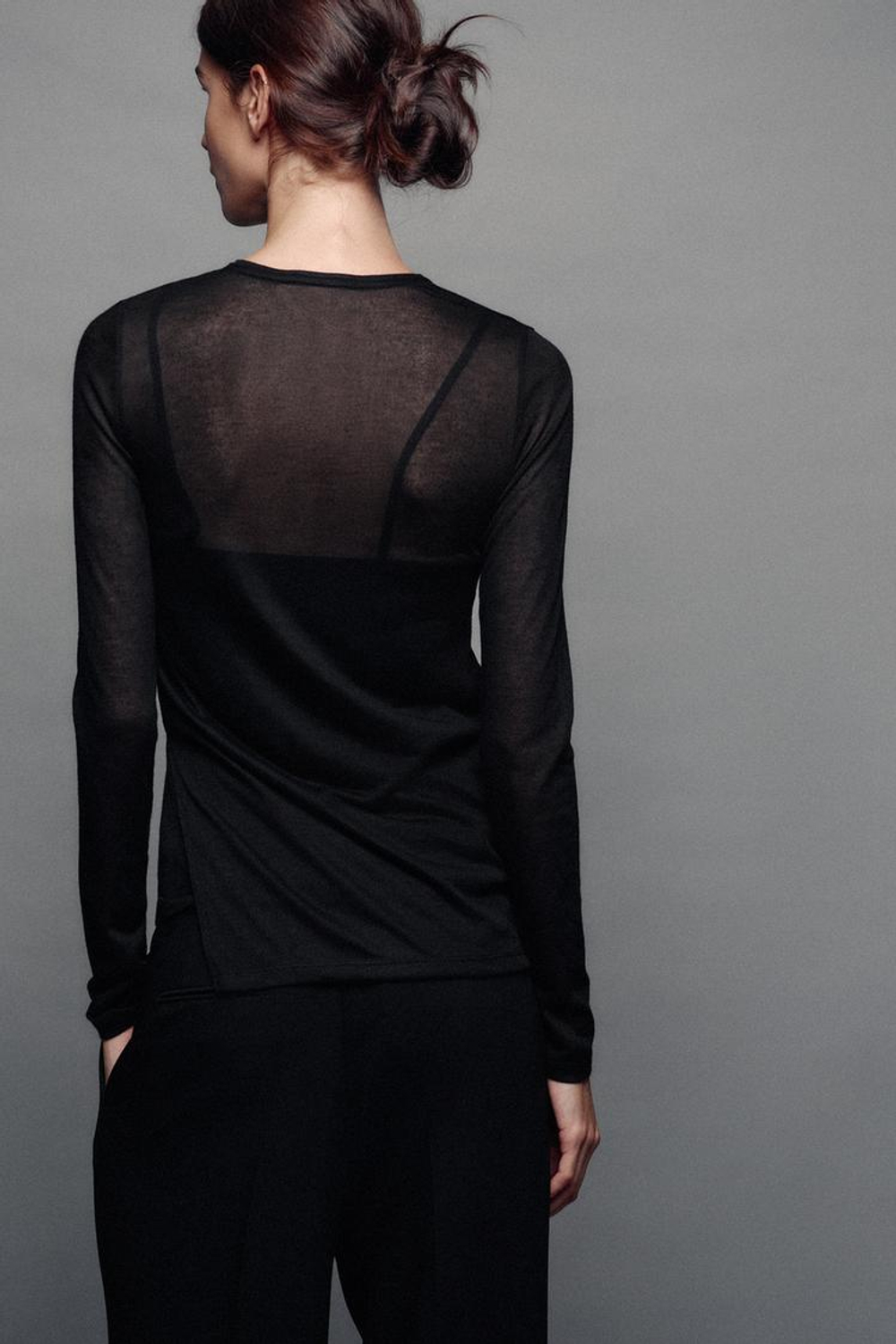 ZARA ДВОЙНАЯ ФУТБОЛКА, ЧЕРНЫЙ