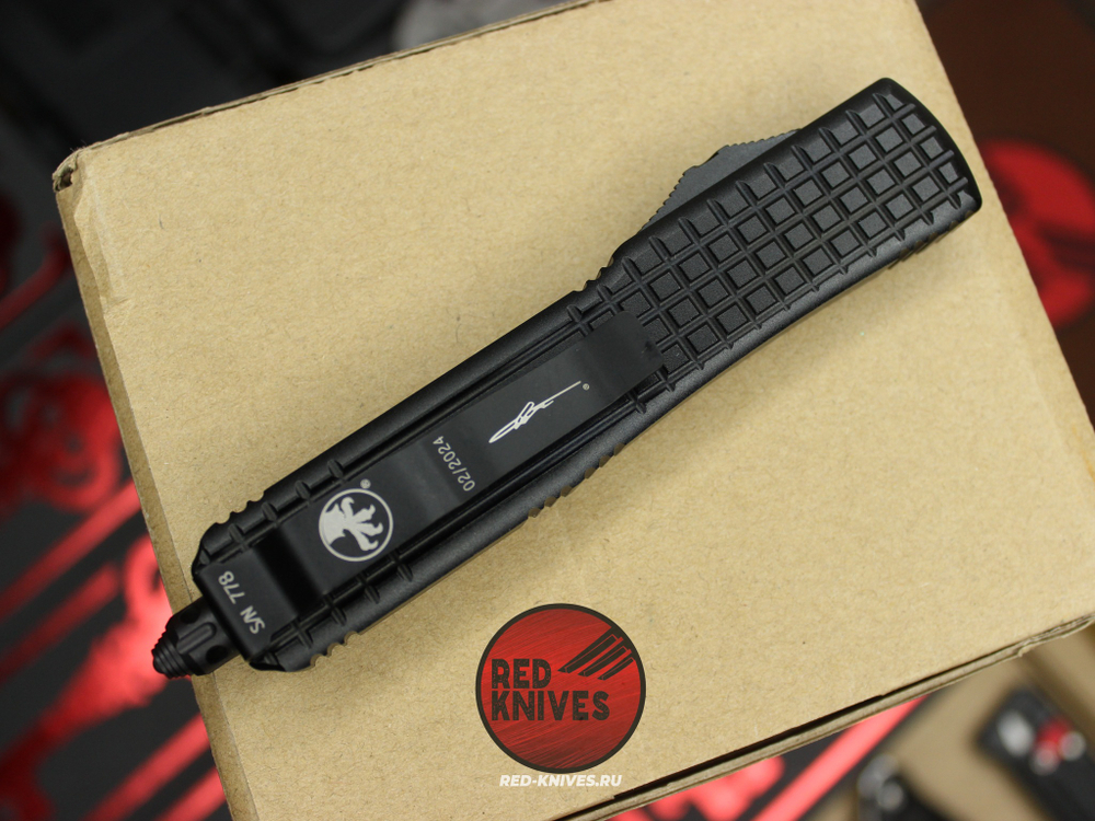 Нож Microtech Ultratech DELTA S/E A+++ - черная рукоять , клинок апокалиптик