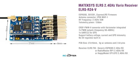 Приёмник Matek ELRS-R24-V (ExpressLRS 2.4 vario) PWM