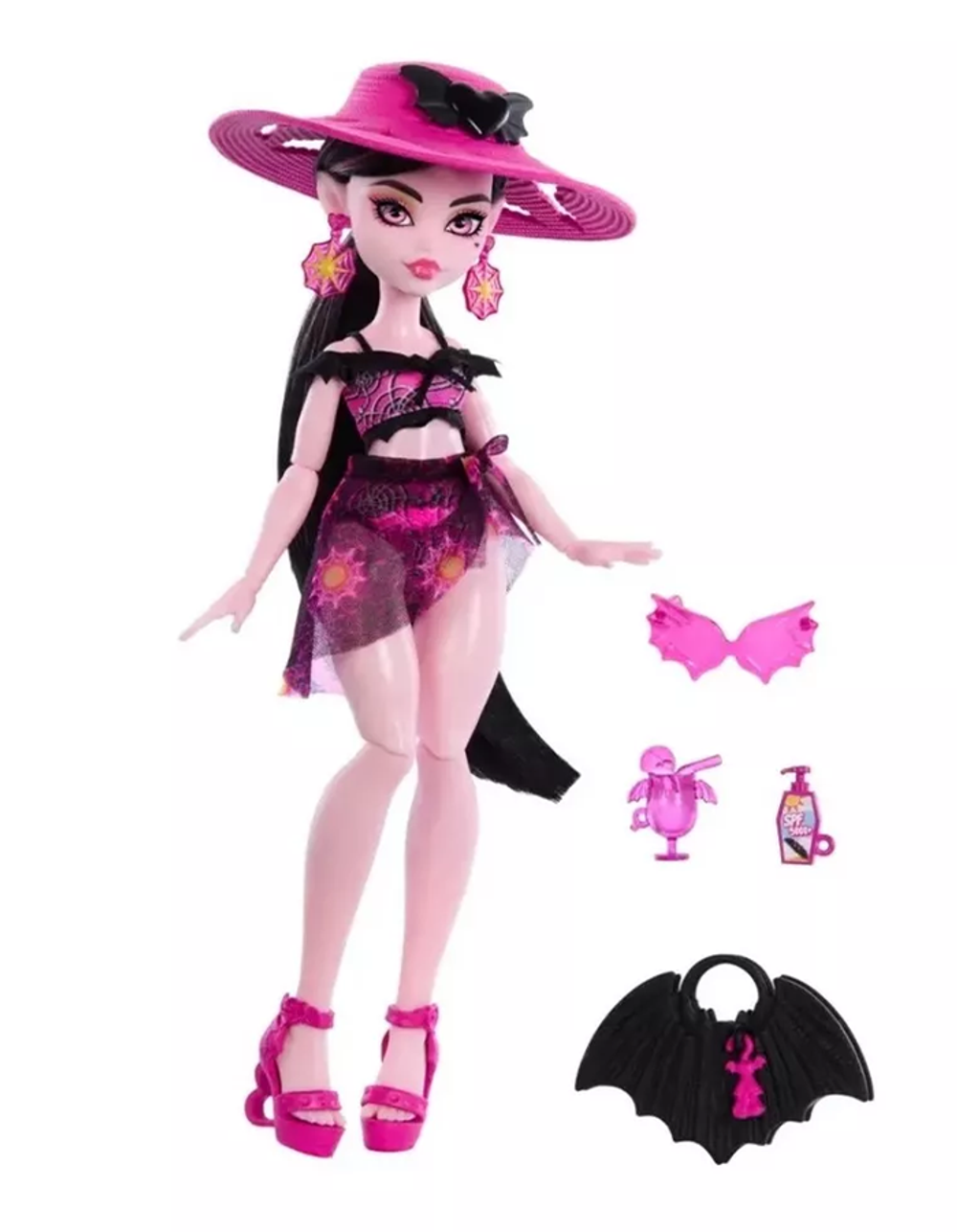 Кукла Монстер Хай Дракулаура летняя серия 3 поколение| Monster High Spring Break Draculaura HRP66 с аксессуарами | 6+