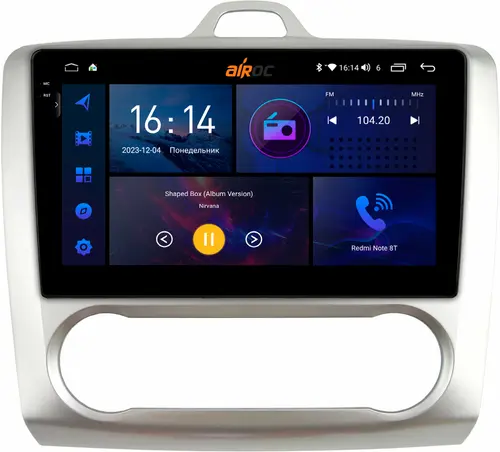 Магнитола для Ford Focus 2 2004-2011 (климат) - AIROC 2K RI-1702A Android 12, Быстрая, QLed+2K, CarPlay, SIM-слот