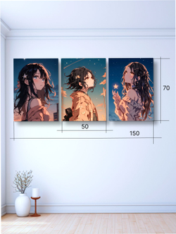 Картина Ночная луна модульная 50x70см 3шт.
