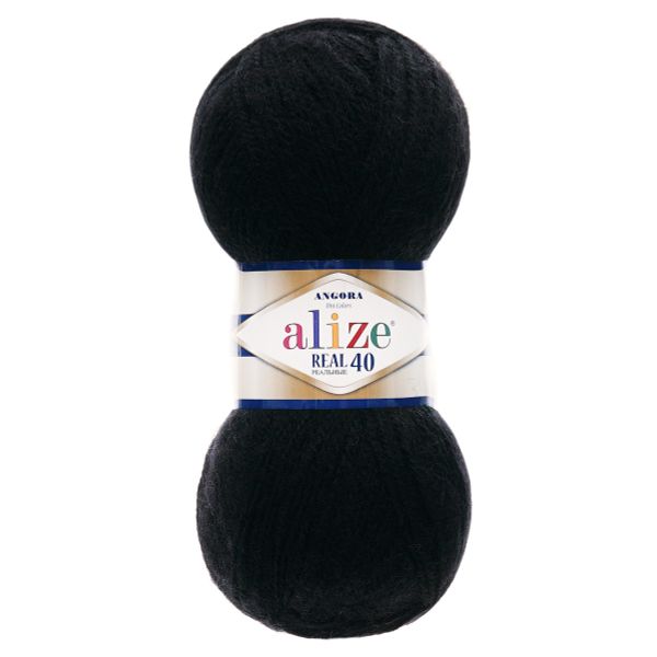 Пряжа Alize (Ализе) Angora Real 40 / уп.5 мот. по 100 г, 430м, 060 черный A